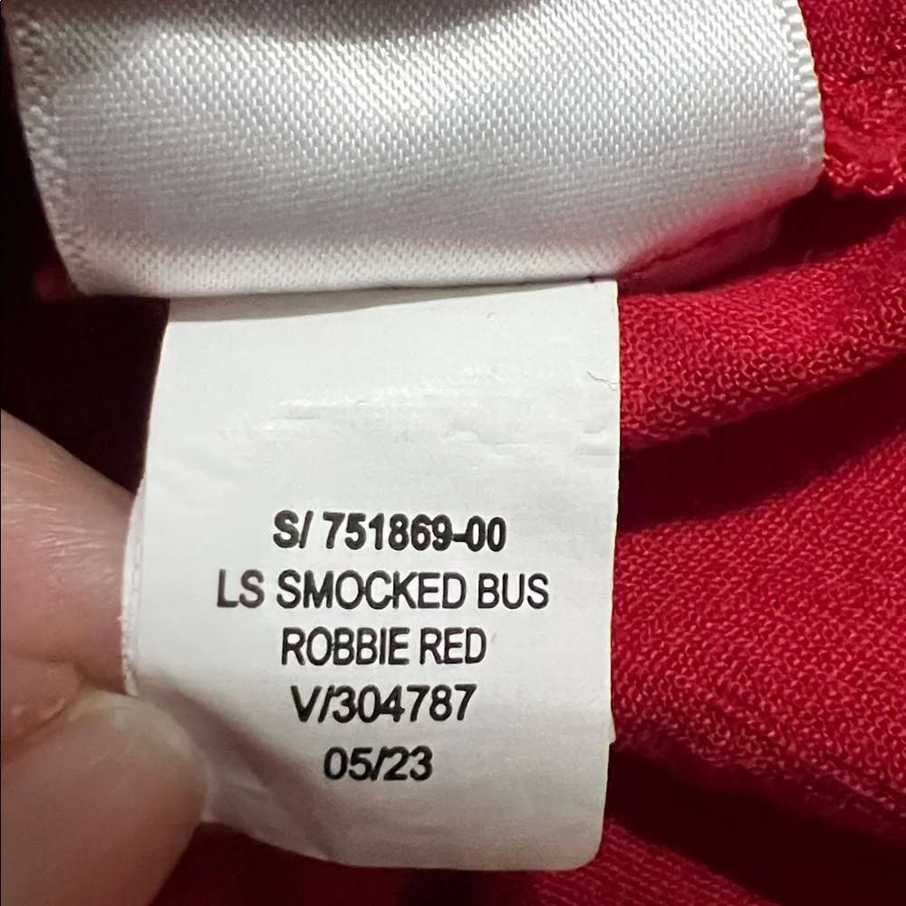 Old Navy Smocked Peplum Top Large Red Boho Festival Cottagecore Long Sleeve